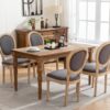 French Style Solid Wood Frame Antique Painting Linen Fabric Back Dining Chair (Set of 2) - Dark Gray - Image 17