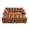 Cozy Plush 2 Seater Sofa Set With Ottomans And Throw Pillows - Burnt Orange - Image 15