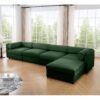 Modular Sectional Sofa With Storage Cylindrical Backrest And Armrests Deep Comfortable Seating Chenille 4 Seat L Shaped Sofa - Green - Image 15