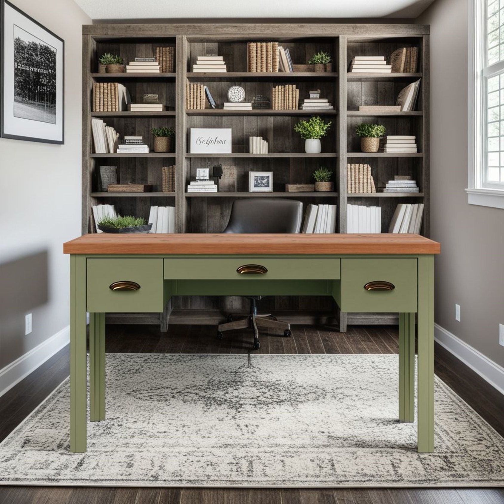 Vineyard - Writing Desk - Sage Green And Fruitwood - Image 2