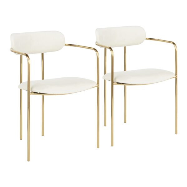 Demi - Contemporary Chair (Set of 2) - Gold / Cream