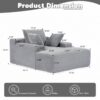 Oversized Chaise Lounge Chair Cozy Cloud Couch, Plush Corduroy Upholstered Sleeper Sofa Daybed With 3 Throw Pillows And Wide Armrest For Living Room - Gray - Image 3