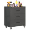 Heavy Duty Metal Storage Cabinet With Wheels 3 Drawer Tool Cabinet For Garage, Office, And Home Organizer Solutions - Brushed Nickel - Image 10