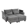 Convertible Chaise Lounge Loveseat Sofa Bed With USB Ports, Cup Holders, Phone Holder, Ample Storage - Gray - Image 11