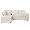 Convertible Sleeper, Sectional Pull Out Sofa Bed With Storage Ottoman, 2 Throw Pillows, 2 Stools, Wireless Charger And Two Hidden USB Ports For Living Room - Cream - Image 11