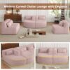Modern Upholstered L Shape Sofa With 2 Chaise Lounges And Five Back Pillows Boucle Fabric - Pink - Image 6