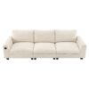 Sectional With Bluetooth Speaker Comfy Cloud Couch Set With Drop Down Table Cup Holders, USB Charger Storage Armrest Wide Seat Sofa - Beige - Image 2