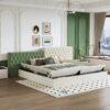King Modern Upholstered Platform Bed With Storage Space, Sturdy And Stable Solid Wood Frame, Polyester Fabric, Easy To Assemble - Beige - Image 5