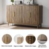 Modern Carved 4 Door Sideboard Buffet Cabinet With Storage, Adjustable Layer Board - Walnut - Image 6