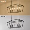 5 Light Farmhouse Kitchen Island Lighting, 5 Light Industrial Linear Chandelier For Dining Room Metal Hanging Pendant Light Fixture For Bedroom Living Room Hallway Conference Room - Matte Black - Image 9