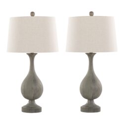 Cipolla - Poly Farmhouse Table Lamp (Set of 2) - Acid Dusty Poly / Antique Soft Brass / Natural