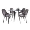Clara Marcel - 5 Piece Contemporary Dining Set - Black / Clear / Silver - Image 2