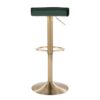 Ale - Contemporary / Glam Adjustable Height Barstool With Swivel With Oval Footrest (Set of 2) - Gold / Green - Image 5