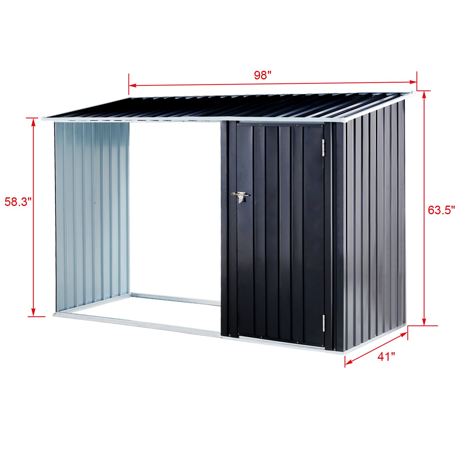 Firewood Storage Shed, Outdoor Firewood Rack, Outdoor Storage Shed With Log Holder, Firewood Shelter For Patio, Anthracite Galvanized Steel - Black - Image 10