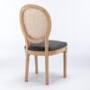 French Style Solid Wood Frame Antique Painting Linen Fabric Rattan Back Dining Chair (Set of 2) - Gray - Image 7