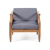 Outdoor Club Chair With Recessed Arms And Cushions - Dark Gray / Teak - Image 4