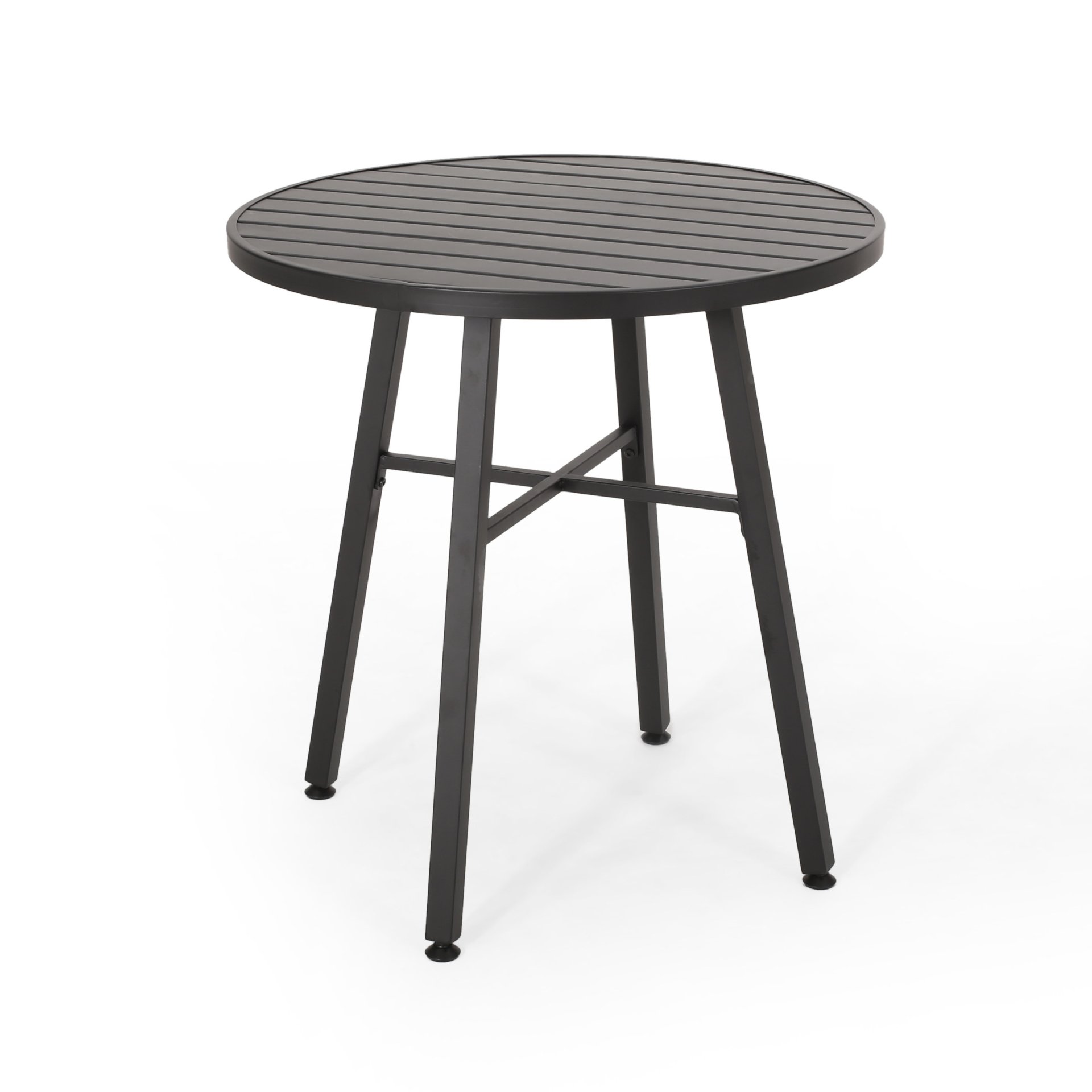 3 Piece Metal Bistro Set With 2 Curved Armrest Chairs - Black - Image 6
