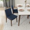 Laura - Linen Dining Chair (Set of 2) - Dark Blue / Dark Brown - Image 17
