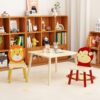 Kids Table And 2 Chairs Set, 3 Pieces Toddler Table And Chair Set, Wooden Activity Play Table Set (Lion&Monkey) - Natural - Image 3