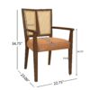 Mid Century Modern Arm Dining Chair (Set of 2) With Rattan Backrest - Caramel / Walnut - Image 3