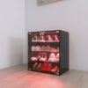 4 Layers Shoe Cabinet With Glass Door And Glass Layer Shoes Display Cabinet With LED Light Bluetooth Control - Black - Image 3