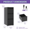 Steelcraft 3 Drawer Metal Vertical File Cabinet With Lock, Steel - Brushed Nickel - Image 3