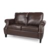 Contemporary Loveseat With Nailhead Trim - Dark Brown - Image 6
