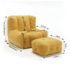Modern Indoor Fluffy Bean Bag Chair With Memory Foam And Ottoman Super Soft Velvet - Yellow - Image 3
