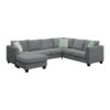 Sectional Sofa Couches Living Room Sets, 7 Seats Modular Sectional Sofa With Ottoman, L Shape Fabric Sofa Corner Couch Set With 3 Pillows - Gray - Image 3