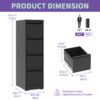 Steelcraft Pro 4 Drawer Metal Vertical File Cabinet With Lock For A4 Legal / Letter Size, Metal - Brushed Nickel - Image 4