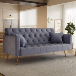 Convertible Double Folding Living Room Sofa Bed - Gray