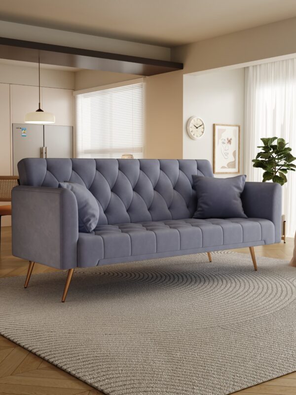 Convertible Double Folding Living Room Sofa Bed - Gray