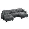 Modern U Shape Modular Sectional Sofa With Movable Ottomans Waist Pillows And Bolstered Armrests - Gray - Image 11
