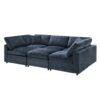 Modern Modular Cloud Sofa Bed, 6 Seat Chenille Sectional Couch Set With Ottoman, Free Combination, Convertible U Shaped Sleeper Sofa - Dark Blue - Image 10