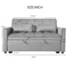 Convertible Sofa Bed, 3 In 1 Pull Out Couch Bed With Reclining Backrest, Pillows - Light Gray - Image 4