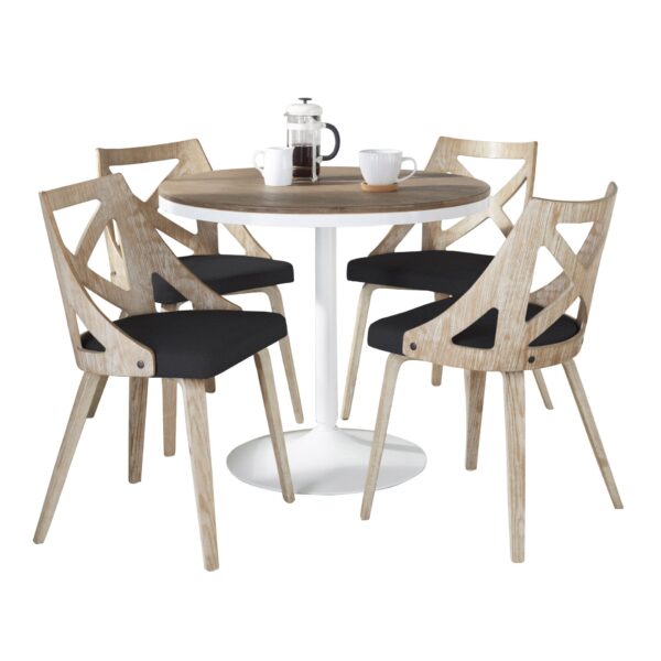 Dakota Charlotte - 5 Piece Contemporary Dining Set - White / Brown / Whitewashed / Charcoal