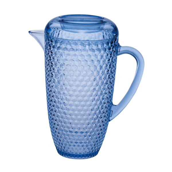 Diamond Cut Unbreakable Plastic Water Pitcher With Lid And Spout, Bpa Free, 2.5 Quarts - Blue