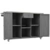 Outdoor Kitchen Island Fir Wood Kitchen Island With Stainless Steel Top, Ample Storage Space, Towel And Spice Racks And A Bottle Opener For Outdoor - Gray - Image 16