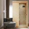 Hemlock Mini 1 Person Far Infrared Door On The Right Of The Indoor Sauna Room - Natural - Image 7