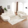 Oversized Modular Sofa Cloud Sectional Sofa Set Upholstered Couches U - Shaped Sofa With Deep Seat For Living Room - Beige - Image 15