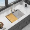 Quartz Kitchen Sink 28" X 19" Granite Composite Workstation Undermount Kitchen Sink - White - Image 2