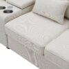 Upholstered Sofa With Console, 2 Cupholders And 2 USB Ports Wired Or Wirelessly Charged, Modern Linen Fabric Couches With 4 Pillows (4 Seat) - Beige - Image 12