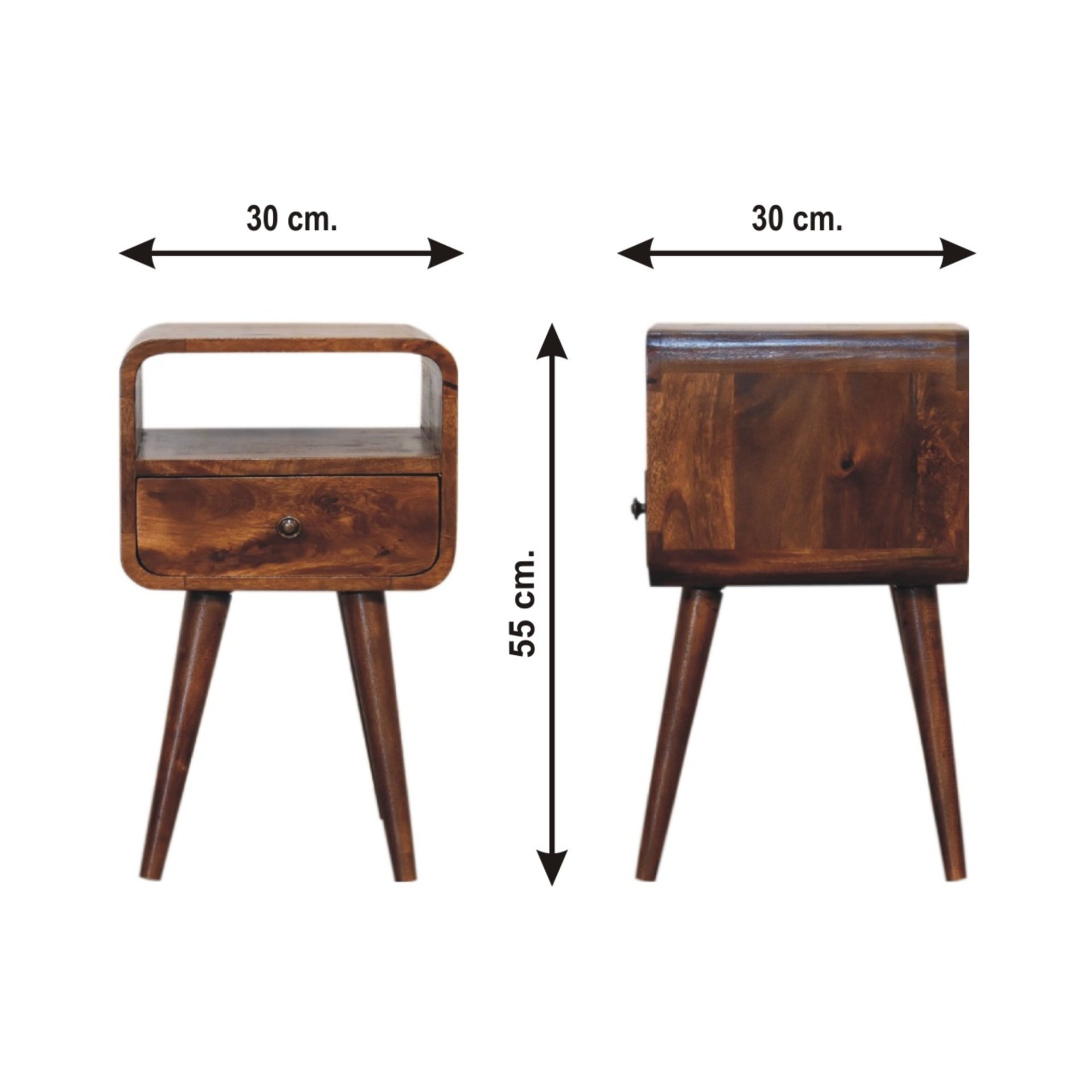 Mini Curve Open Bedside Table - Chestnut - Image 3