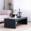 Modern Ribbed Coffee Table, Rectangular Low Profile Center Table For Living Room - Black - Image 4