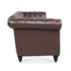 Rolled Arm Chesterfield Three Seater Sofa - Dark Brown - Image 6