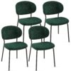 Boucle Dining Chairs, Modern Dining Room Chairs With Black Metal Legs, Armless Kitchen Chair For Dining Room, Living Room (Set of 4) - Dark Green - Image 3