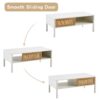 40.16" Rattan Coffee Table, Sliding Door For Storage, Metal Legs, Modern Table For Living Room - White - Image 9