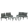 6 Piece Patio Sofa Furniture Set, Half Moon Outdoor Sectional Sofa With 2 High Low Coffee Tables, Wicker Rattan, Tempered Glass, 4 Pillows & Cushions, For Backyard, Garden, Poolside - Gray - Image 9