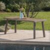 Acacia Wood Dining Table With Slat Design - Gray / Rustic Metal - Image 2