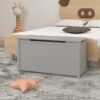 Kids Wooden Toy Box Storage With Safety Hinged Lid For Ages 2+ - Gray - Image 10